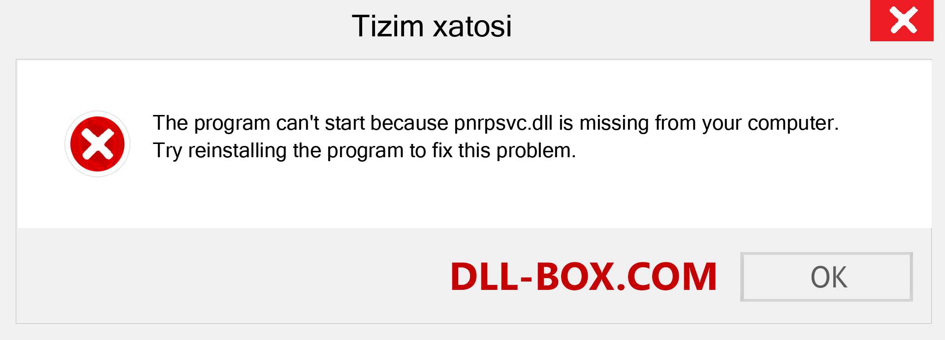 pnrpsvc.dll fayli yo'qolganmi?. Windows 7, 8, 10 uchun yuklab olish - Windowsda pnrpsvc dll etishmayotgan xatoni tuzating, rasmlar, rasmlar